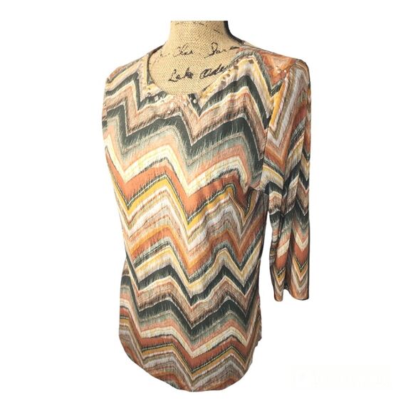 Tops - Southern lady women's ps top comfy embellished neck fun print lightweight 3/4